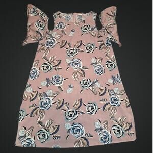 Pink Owl Dusty Pink Floral Cold Shoulders Shirt or Dress Size Large